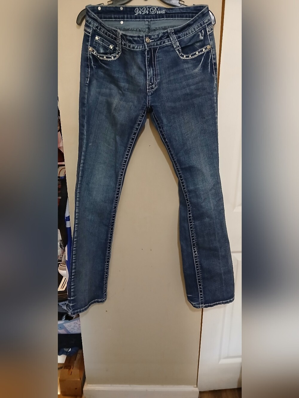 Dark Wash Embellished Pocket Jeans Brand Vi Vi Diva